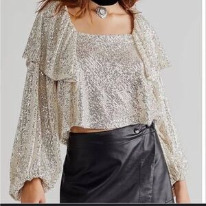 Free People Sequin Crop Top NWOT